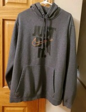 Nike Just Do It Men's Size XXL Gray Black Orange Pullover Hoodie Sweatshirt