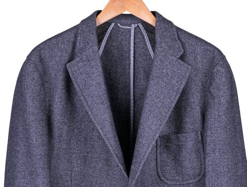 Blazer SAND Copenhagen Azul Gris Franela Moteada Parche Bolsillo Abrigo Sin Forro 48 58 - Imagen 2 de 13