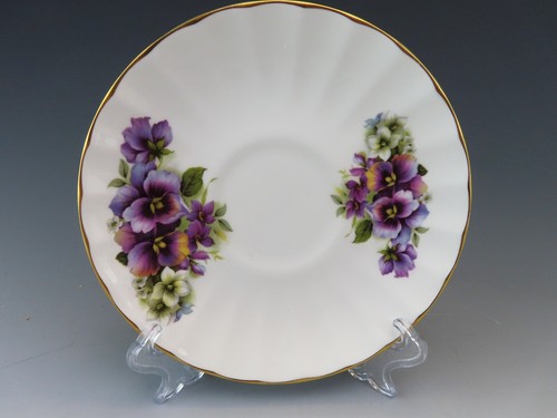 Crown Trent China Limited Fine Bone China Cup Saucer and Dessert Plate Pansies - Picture 6 of 14