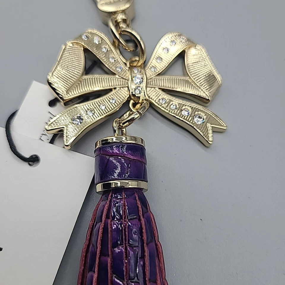 LLAVERO BRAHMIN Arco Dije Borla Púrpura Real Metal Amarillo $125 Nuevo Foto 3 de 4