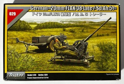 NIB Tristar #029 1/35 Scale German 20mm Flak 38 Late w/Sd.Ah. 51 Trailer w/PE