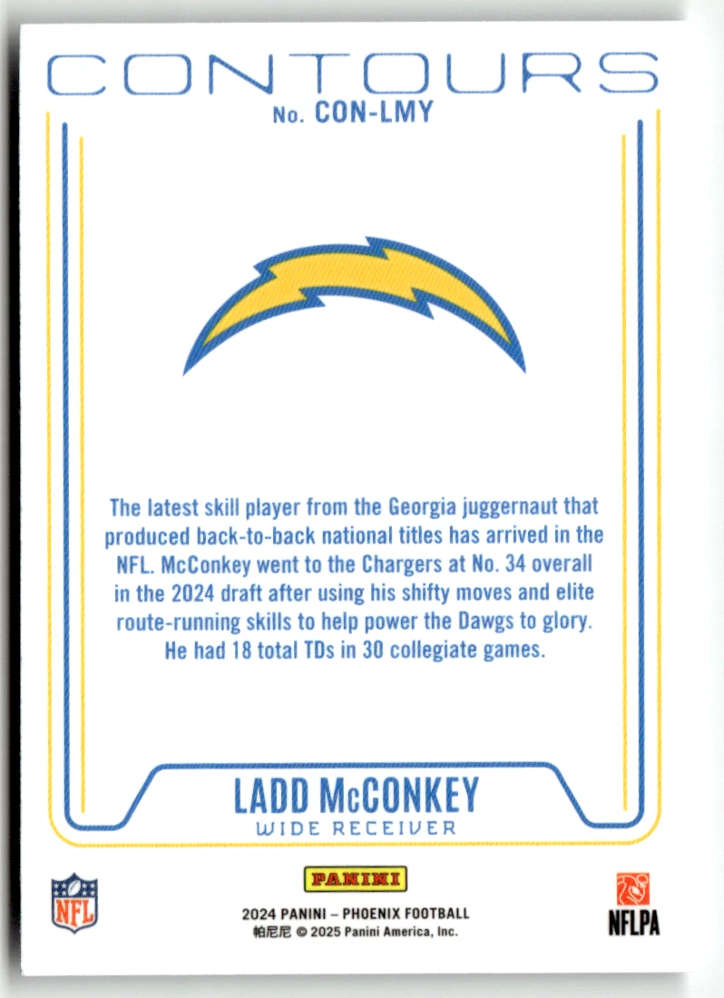 Panini Phoenix Football NFL Rookie Contours No. CON-LMY Ladd McConkey