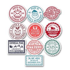 12 Christmas Stamp Stickers Laptops Notebooks Journals Glossy Scrapbooking Gifts