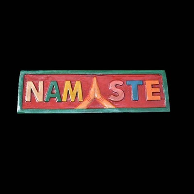 Großes Holz Namaste Wandschild Fair Trade Ethisch Boho
