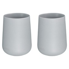 2pcs Bathroom Tumbler, 430ml/15oz Toothbrush Holder Ceramic Tea Cup, Gray