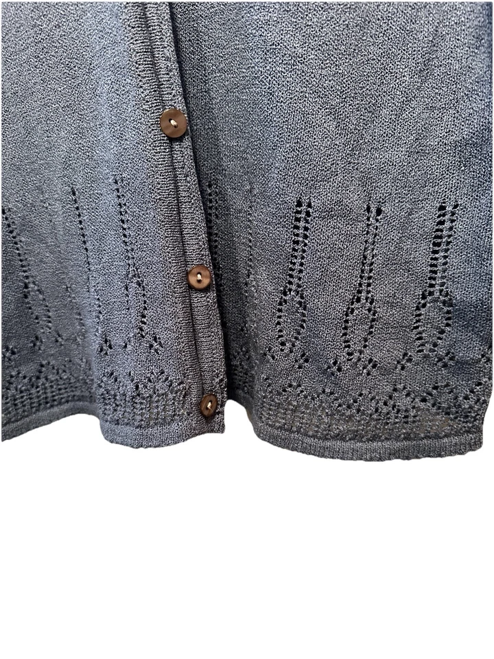 Cárdigan De Colección Años 90 Carole Little Plus 2X Mujer Crochet Azul Botón Delantero Foto 4 de 4