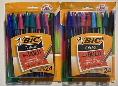 Lot of 2  BIC Cristal Xtra Bold Ball Point Pens, Xtra Bold (1.6Mm), 24 Colors 
