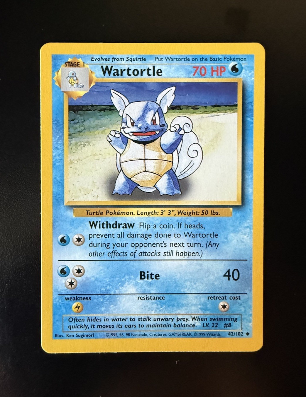 Wartortle 042/102 Base Set Regular Unlimited Uncommon Card Pokemon TCG