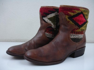 Women's sz 9 M Freebird By Steven Cablo Brown Leather Indian Blanket Ankle Boots