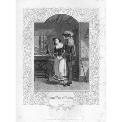WILLIAM SHAKESPEARE Die lustigen Weiber von Windsor Akt 3 Szene 4 antiker Druck um 1870