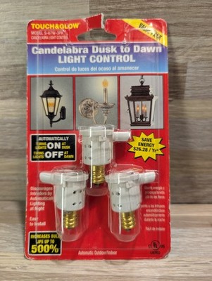 Touch & Glow Authentic Candelabra Dusk To Dawn Light Control 3 Pack Value Pack