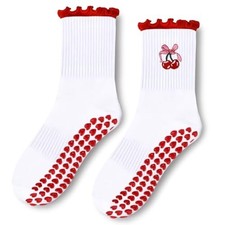 Pilates Socks for Women, Cute Embroidery Patt...