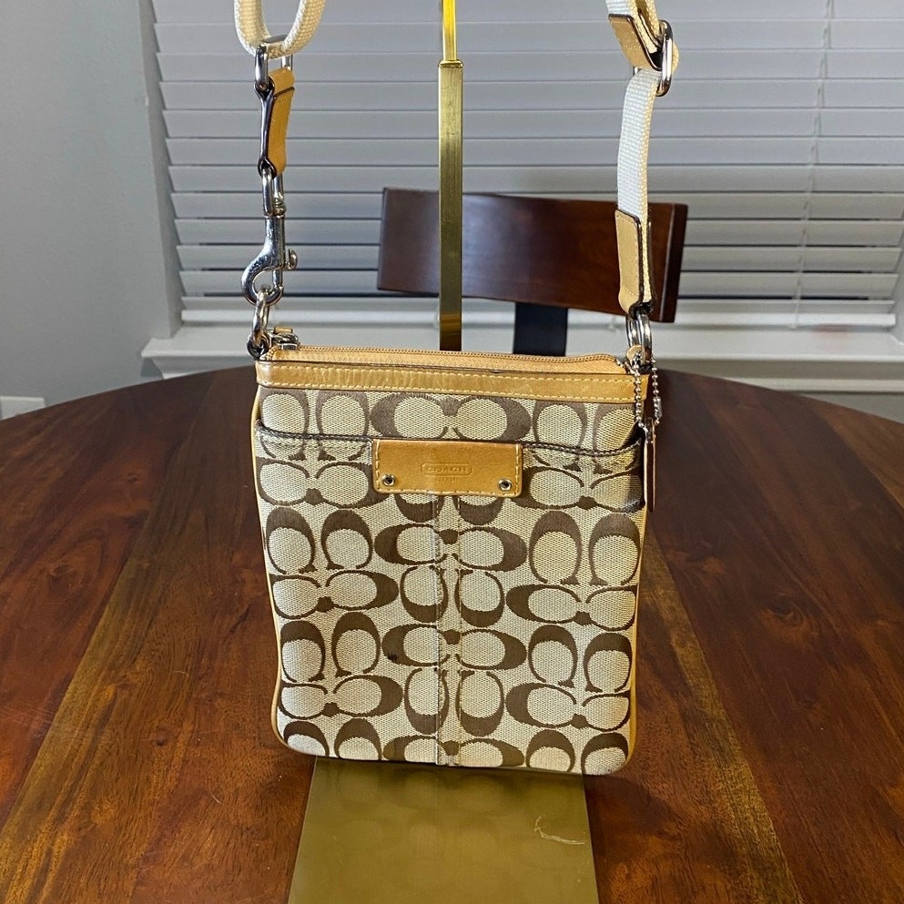 Coach Signature Tan & Brown Crossbody Bag-image