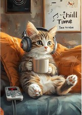 Relax Cat Diamond Painting Kits for Adults, 5D white, brown