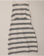 J. CREW Womens Sleeveless Sheath Dress US 6 Medium White Striped Cotton BN14