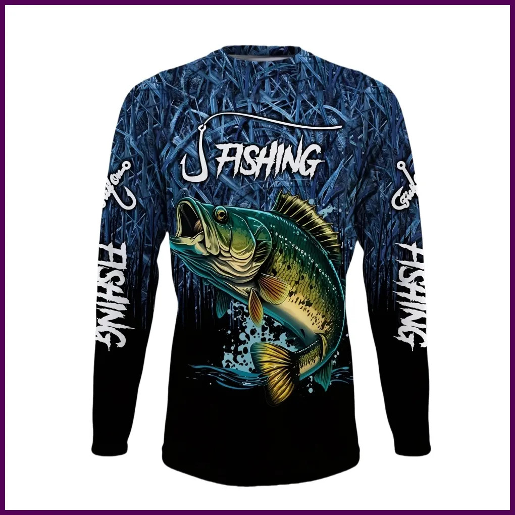 Fishing Shirts Men's T-Shirts Long Sleeve Mens Clothes Autumn Streetwear Crew.