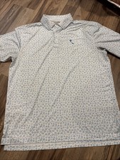 Straight Down Polo Shirt Mens Large Blue Dice Golf UPF 50 Performance Stretch