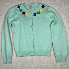 Gymboree Turquoise Flowered Cardigan Sweater Girls M 7/8