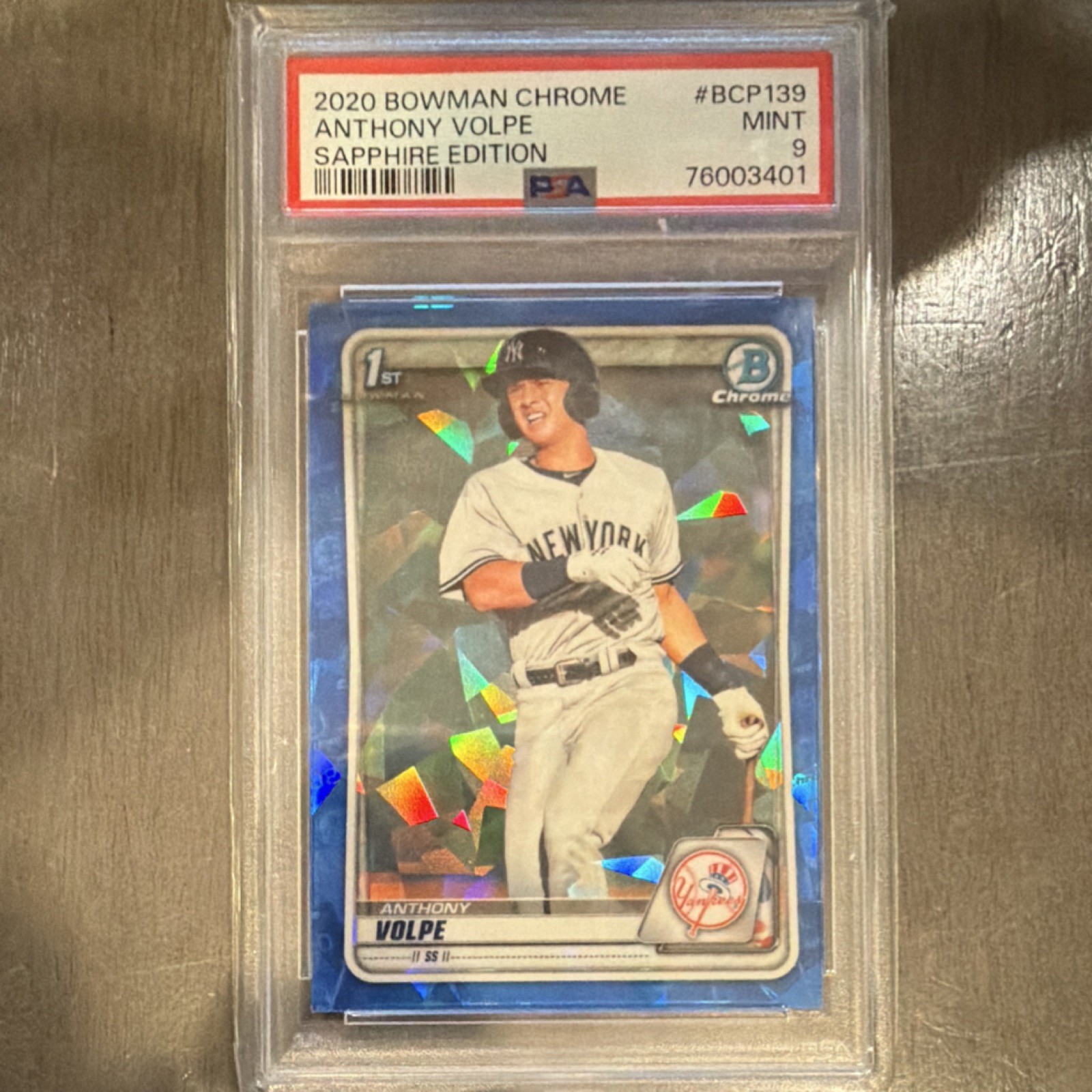 2020 Topps Bowman Chrome Sapphire Anthony Volpe Rookie #BCP-139 PSA 9 Yankees