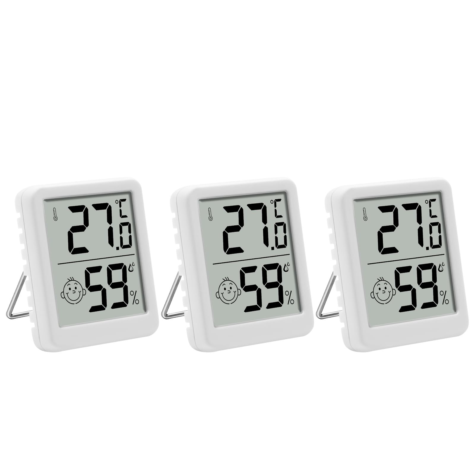 Thermomètre hygromètre d'intérieur Lot de 3 capteurs LCD blancs