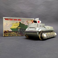 Chinese Anti-aircraft Tank Tin Toy Gyro Action Battery Operated with Tracks