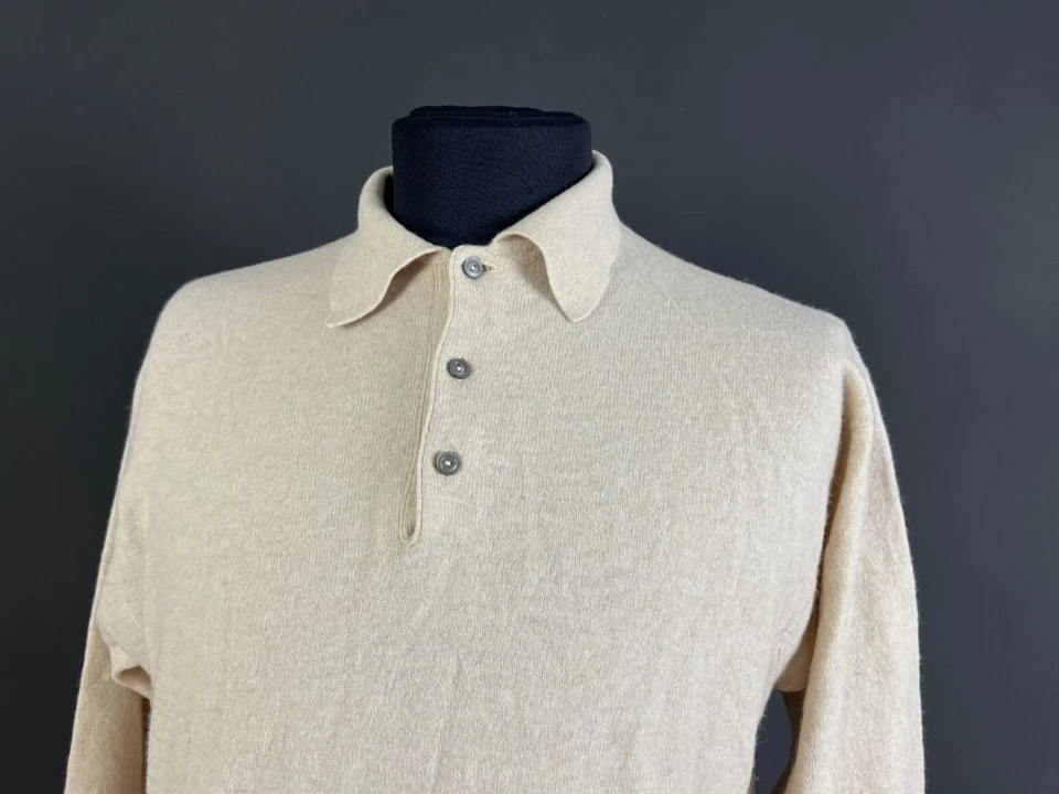 Peter Scott Herren Pullover Beige Langarm Pulli Kragen Wolle Größe 44 - Bild 2 von 4