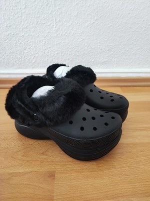 Crocs Bae Lined Clog Schuh Gefüttert Damen Pantoletten Schwarz - 38 39 / W8 Neu
