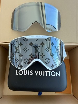 Louis Vuitton Snowboard Ski Mask Goggles white Mirrored Case
