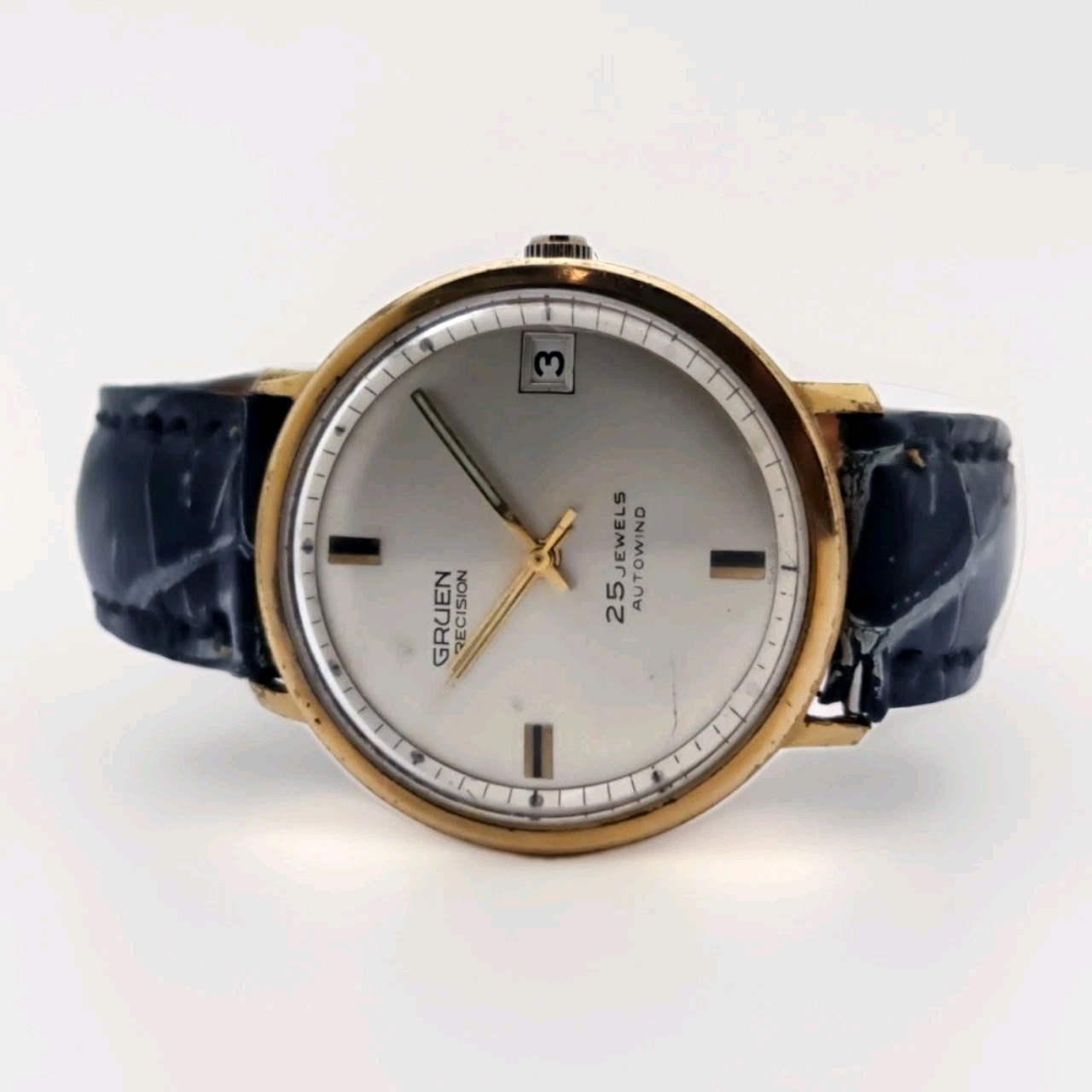 25 34.5mm Automatic 712CA Precision Vintage GRUEN Date Jewels 25j Men's Watch - vintagewatches.pk