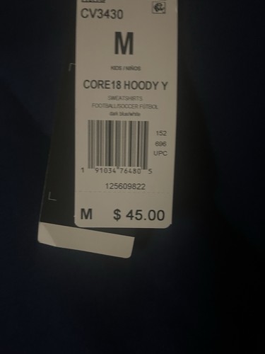 NUEVO CON ETIQUETAS Adidas Sudadera con Capucha Juvenil Niño Polar Manga Larga Gráfico Logo Talla M - Imagen 2 de 2