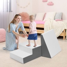 Infants Toddler Soft Play Set Toddlers Step and Slide Climber White