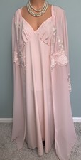 New Gauzy Sheer Chiffon Peignoir Set 3X Slip Dress Nightgown Robe 2pc