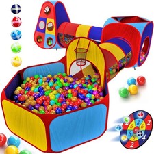 5pc Kids' Play Tents Tunnels - Ball Pit for Toddlers, Basketball Hoop