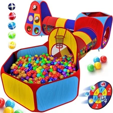 5pc Kids' Play Tents & Tunnels - Ball Pit for Toddlers, Basketball Hoop