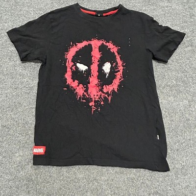 Cropp T-Shirt Mens Size M Black Deadpool Splatter Logo Graphic Regular Fit Tee