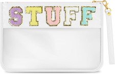 Chenille Letter Bag Cute Clear Zipper Stuff Pouch Portable Multi-purpose PVC and