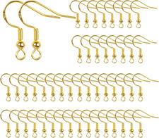 14K Gold Earring Hooks 50 PCS - Hypoallergenic Jewelry Making Supplies with Fish