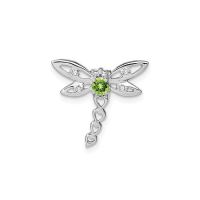 14k Weißgold Libelle Anhänger grüner Edelstein Herz Schwanz Natur Symbol Schmuck