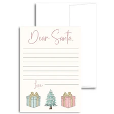 Dear Santa Kids Stationery Children's Glittery Holidays Note Cards (SETS OF 20)
