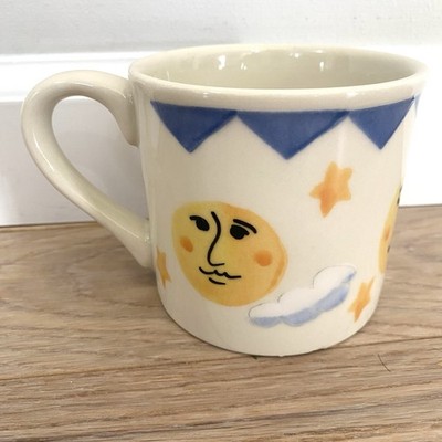 Vintage Starbucks Hartstone 12oz Mug Coffee Cup Sun Moon Stars Hand-painted USA