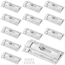 12 PCS 4 Inch Slide Lock Silver Bathroom Stall Latch Stainless Steel Slide La