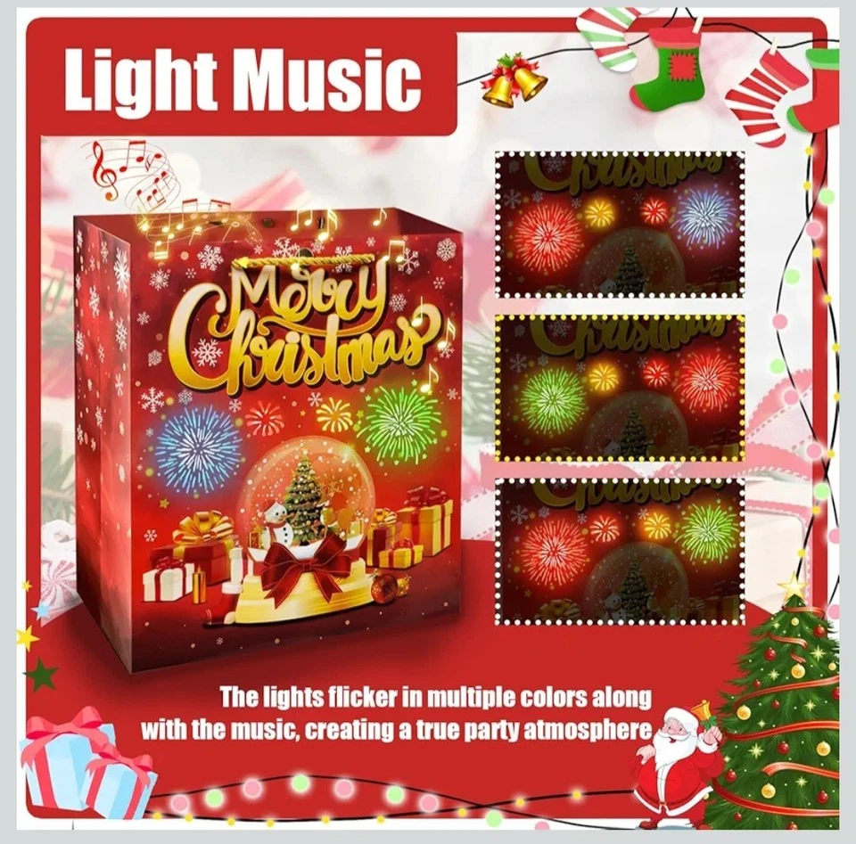Christmas gift bag, light fireworks and cheer music with shopping handle - Image 3 of 3