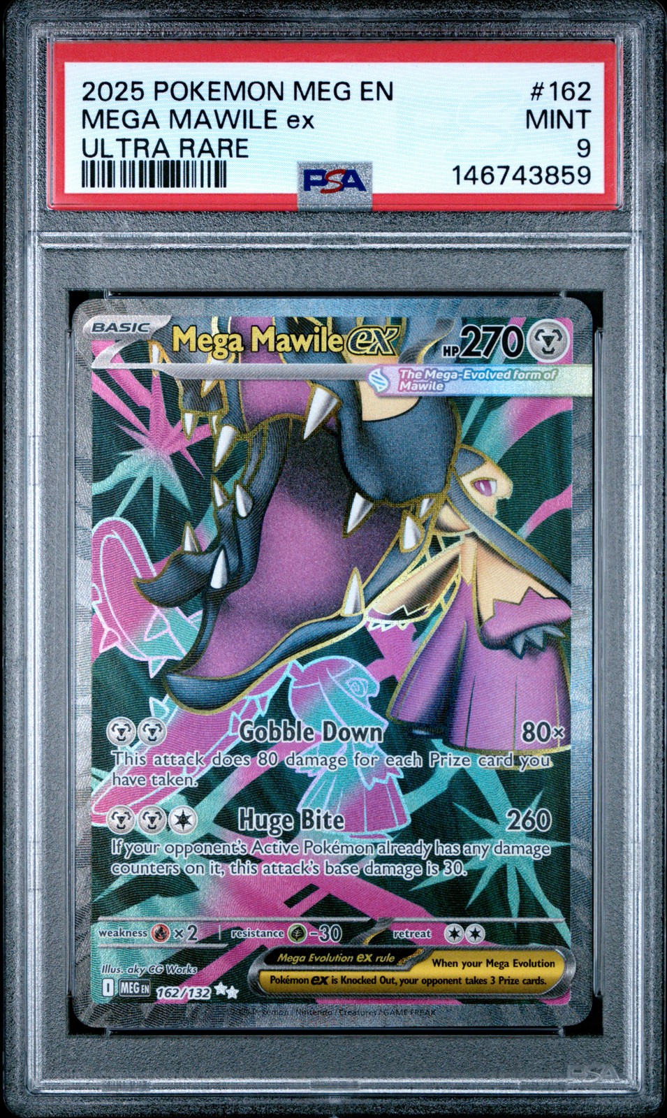 2025 POKEMON MEG EN-MEGA EVOLUTION ULTRA RARE #162 MEGA MAWILE EX PSA 9
