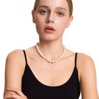 16 Inch Choker Genuine ROUND 10-11mm White Pearl Necklace Cultured Freshwater — photo 3