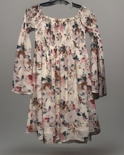 Fairycore Off Shoulder Floral Dress Women Small Cottagecore Smocked Boho