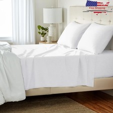 100 Cotton Queen Bed Sheet Set Soft Jersey Knit Fitted Flat Pillowcase Durable
