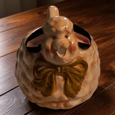 Antique 1940s Art 1/2 Cup Lamb Sheep Creamer/Milk Dispenser TIC Pottery
