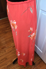Y2K Coral Floral Sheer Asymmetrical Ruffle Slip Skirt 6 Cottage Fairy Spring