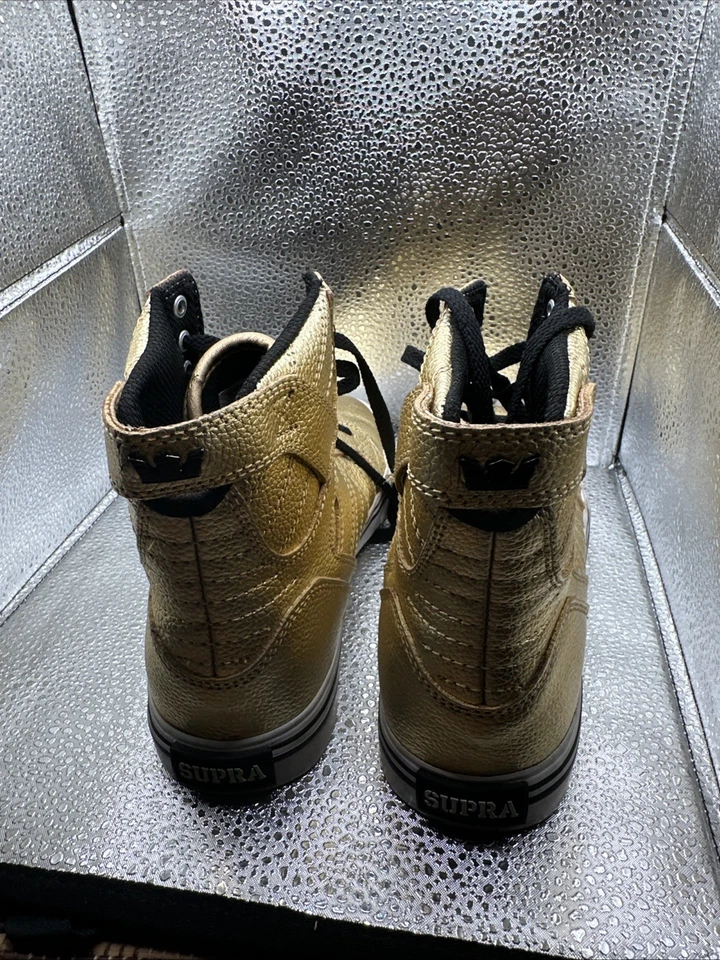 Zapatos de skate SUPRA MUSKA 001 dorados de caña alta - para niños talla 5,5 Foto 4 de 4