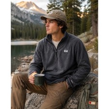 Helly Hansen Gray Thin Quarter Zip Fleece Pul...